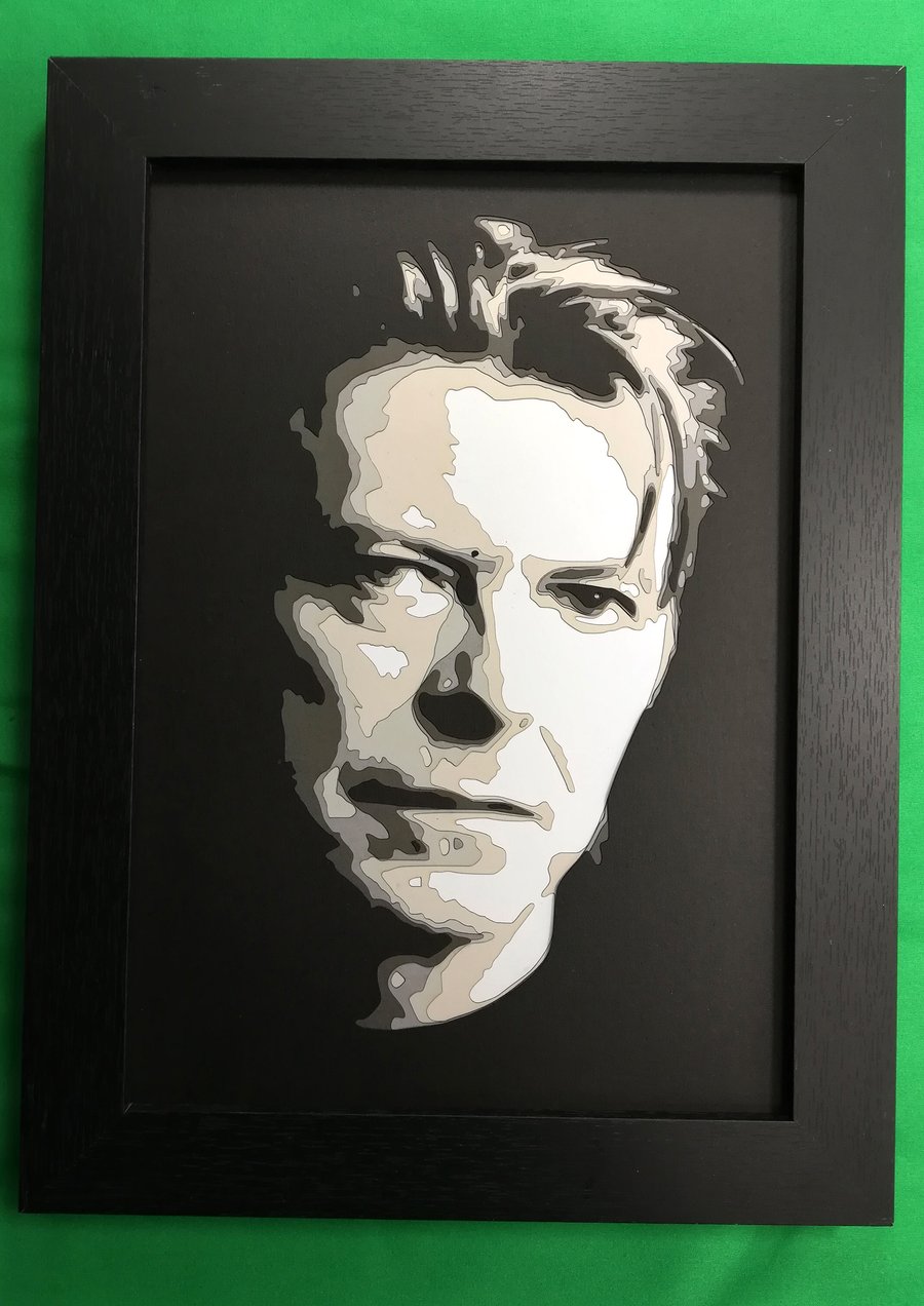 David Bowie, A4 papercut art, layered paper wall decor