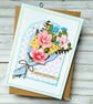 Bouquet Birthday Card - handcrafted birthday card, flowers, textured, 3D - Image 6