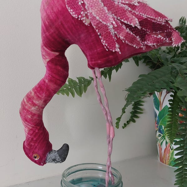 Flamingo inspired soft sculpture ornament decoration 