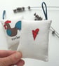 freehand embroidered cockerel lavender bag sachet hanging decoration  - Image 4