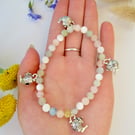'Tea Time' whimsical teapot charm and pastel gemstone bead bracelet