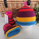 Baby Girl's Pure Cotton Beanie Hat & Booties Set 3-9 months size 