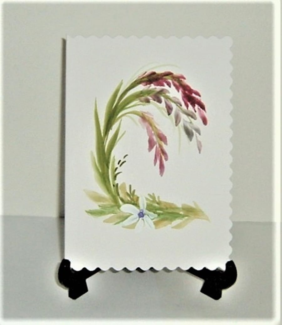 original art hand painted floral greetings card ( ref  f 710)