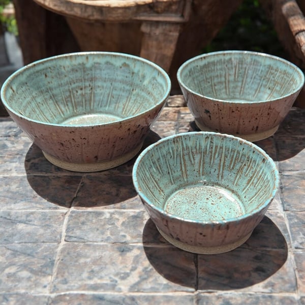 Set of 3 Hand-Thrown Small Bowls