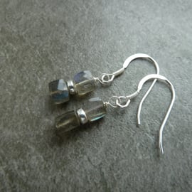 sterling silver earrings, labradorite gemstone