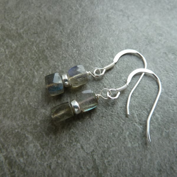 sterling silver earrings, labradorite gemstone