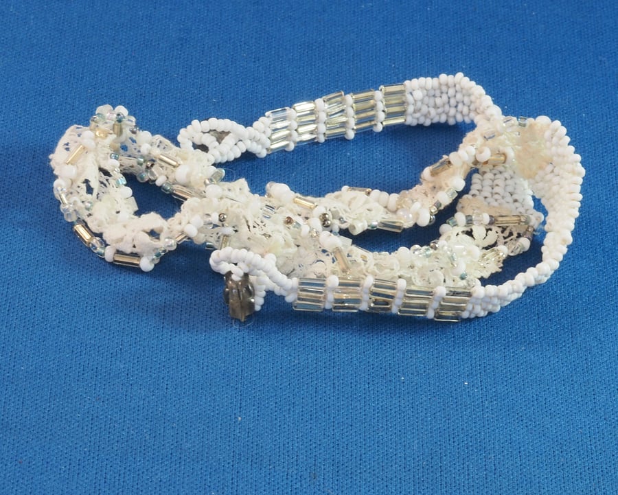 Vintage lace and beaded bracelet.