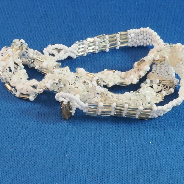 Vintage lace and beaded bracelet.