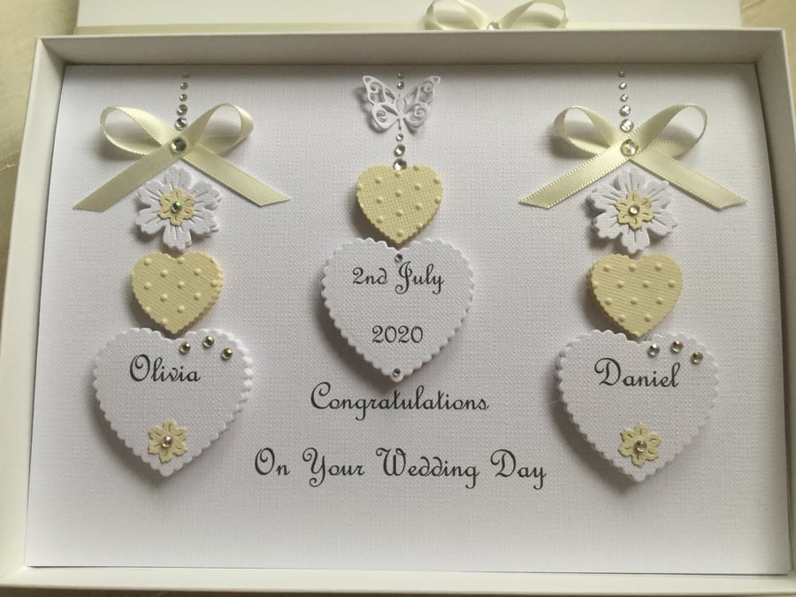 Personalised Handmade Wedding Day Card Ivory Boxed Son Daughter Engagement 