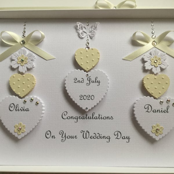 Personalised Handmade Wedding Day Card Ivory Boxed Son Daughter Engagement 