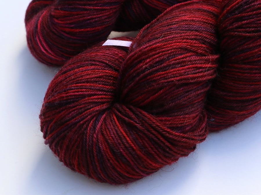 Blood Red Rose - Superwash merino-nylon 4 ply yarn