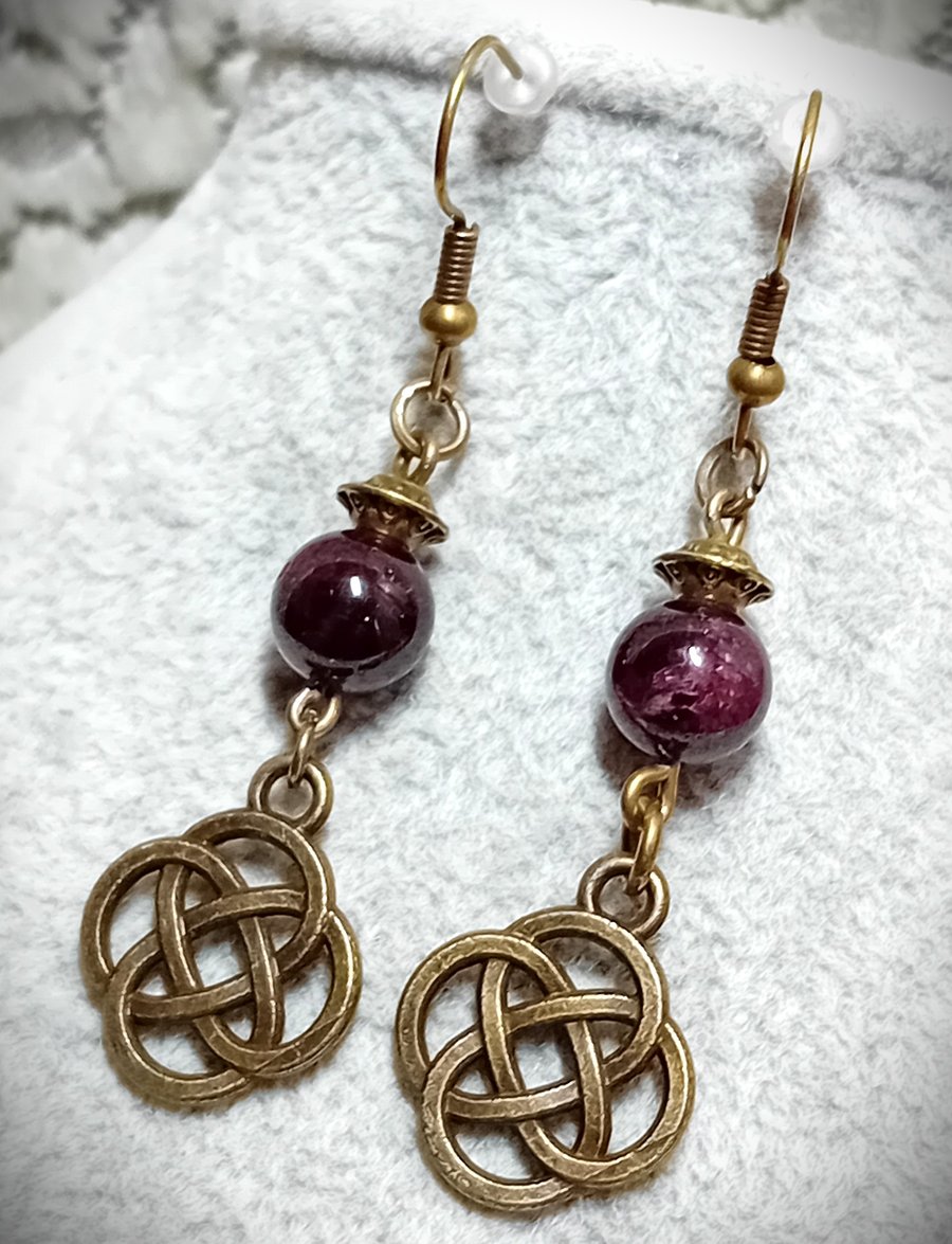 Garnet & Bronze Earrings