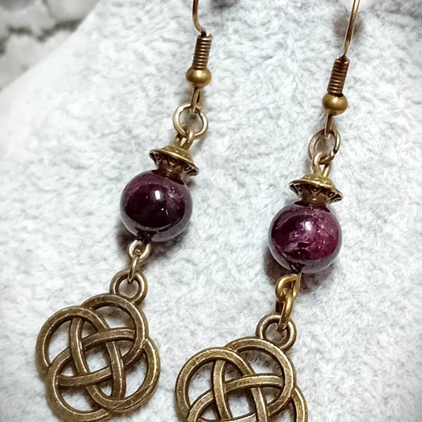 Garnet & Bronze Earrings