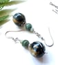 Burmese Jadeite & Natural Untreated Tiger's Eye Earrings 925 silver  - Image 2