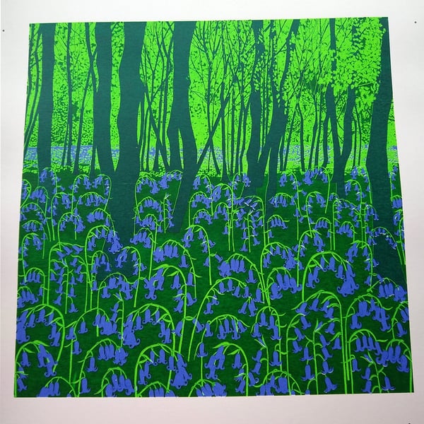 'Bluebell Wood', original hand-pulled screen print - Perfectly Imperfect