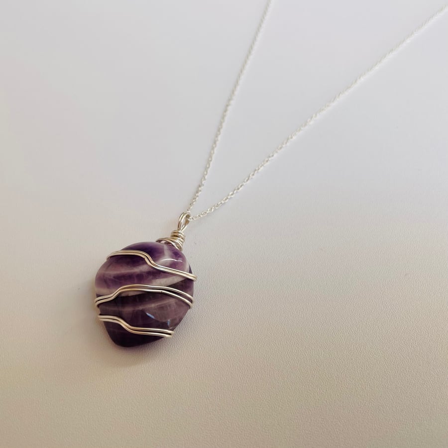 Wire wrapped amethyst pendant