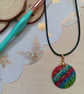 Rainbow leopard print hand painted wooden necklace