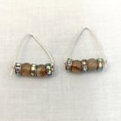 Silver Agate Triangle Earrings