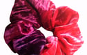 Painted silk velvet hair elastics. (scrunchies).