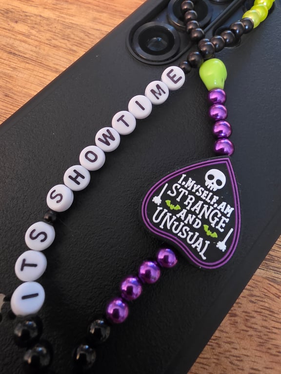 Beetlejuice Inspired Beaded Phone Charm Strap 