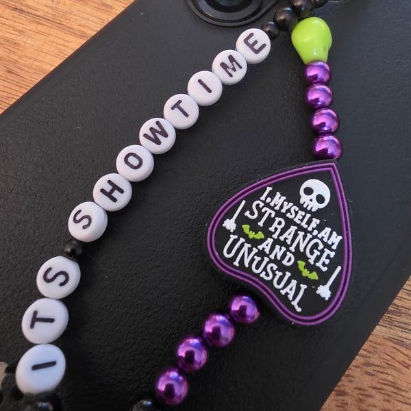 Beetlejuice Inspired Beaded Phone Charm Strap 
