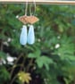 Amazonite Statement Earrings Long Drops Gold Detail on Gold Hoops Summer Dangles - Image 1