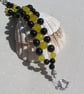 Black Onyx & Yellow Agate Gemstone Woven Beaded Chakra Bracelet "Yeira" - Image 5