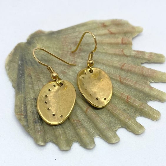 Pale Jade Ammonite dangle earrings gold plated  - Folksy