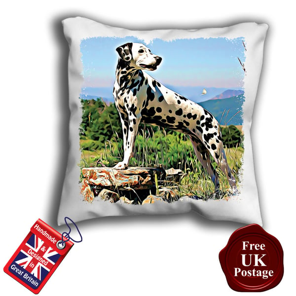Dalmation Cushion Cover, Black and White Dog Cover, Standing Dalmation