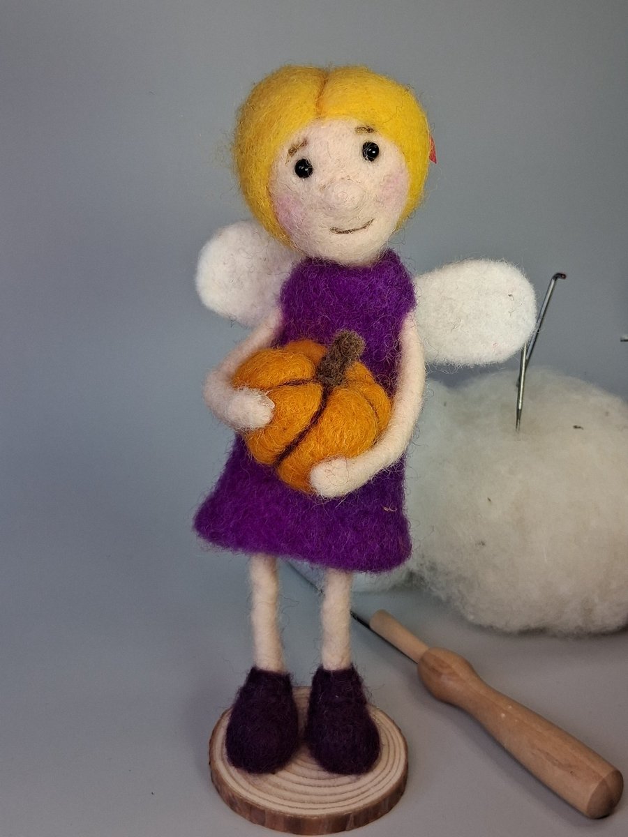 Needle Felted Pumpkin Fairy - Woollen Decoration Decoration 