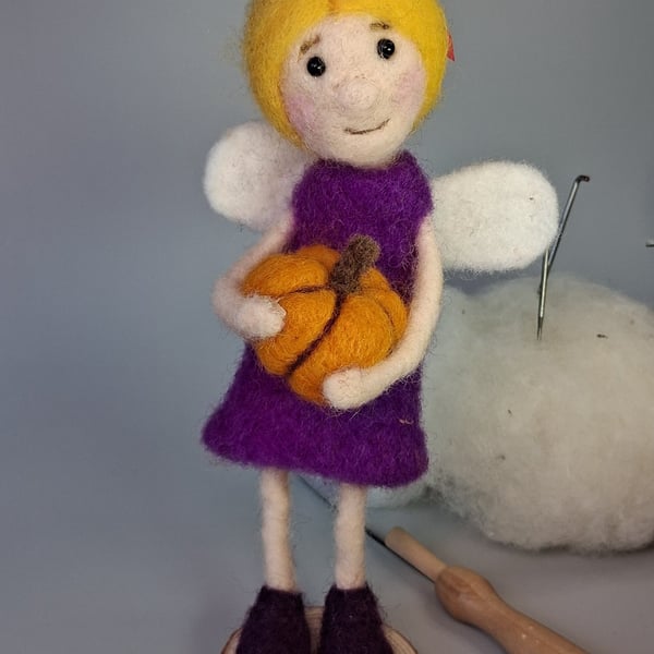 Needle Felted Pumpkin Fairy - Woollen Decoration Decoration 