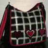  Black, White & Red checked Heart Handbag