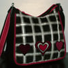  Black, White & Red checked Heart Handbag