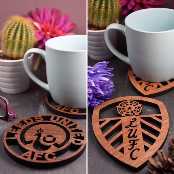 Mixed Pack of 4 Leeds United Coasters 80s-00s