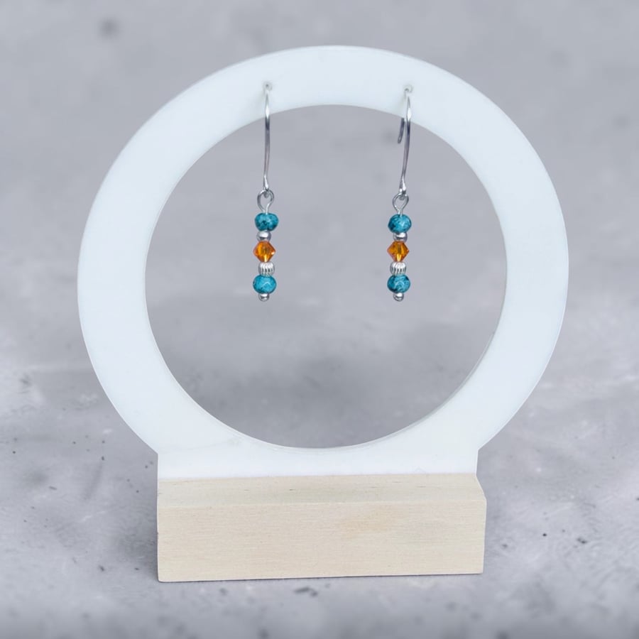 Sterling Silver Jasper Swarovski Earrings - Gift Box - Stunning