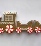 Christmas Decorations Gingerbread Style Wooden Train Handmade - READY TO SHIP