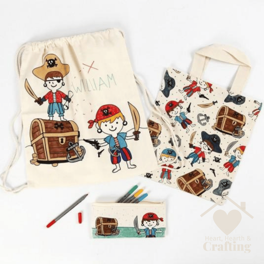 Colour Your Own Drawstring Bag - Pirate