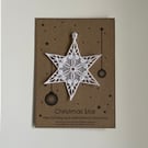Christmas Star, Lace Xmas Star, Embroidered Star, Christmas Star FSL Decoration