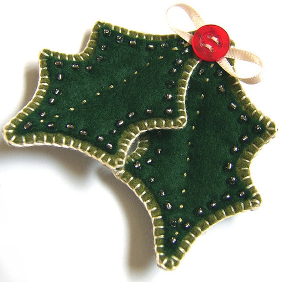 Christmas Holly Brooch