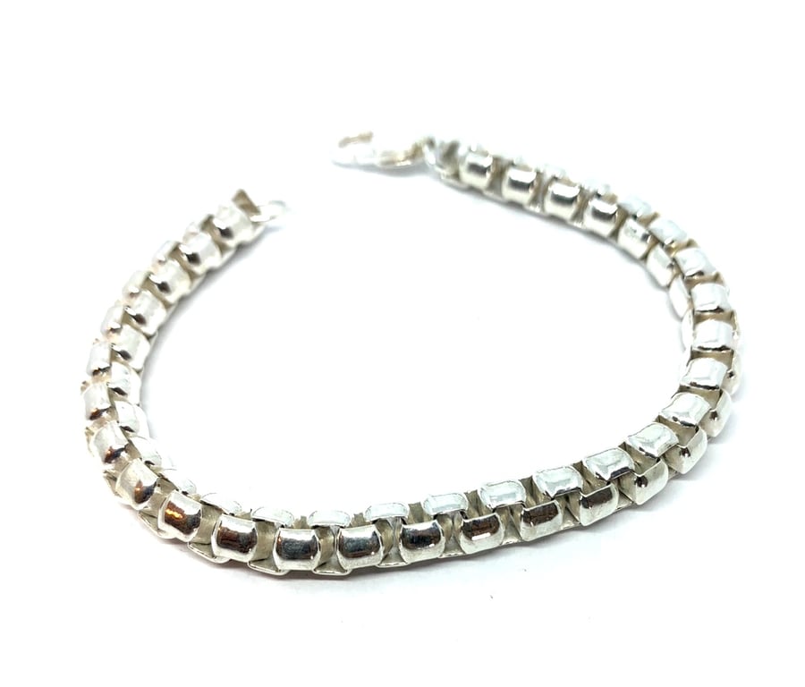 Box chain bracelet in sterling silver 925