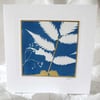 BOTANICAL CYANOTYPE PRINT CARD WITH GOLD LEAF