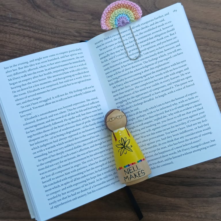Pastel Rainbow Moonbow giant paperclip bookmark