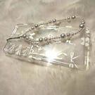 Pearl Beaded Phone Charm Strap – Elegant White Wrist Lanyard Accessory