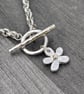 Chunky Daisy Fob Necklace, Sterling silver fob necklace, daisy charm necklace,