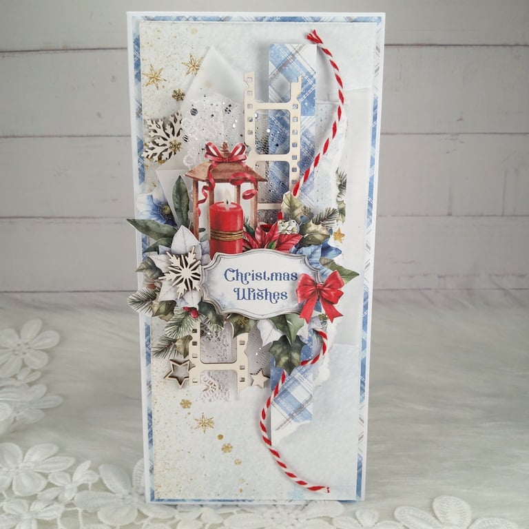Handmade Luxury Christmas Card with Window Gift Box.Christmas Wishes (43)