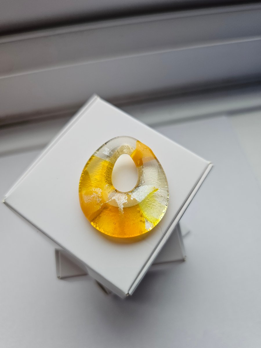 Fused Glass Teardrop Pendant - Medium