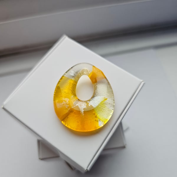 Fused Glass Teardrop Pendant - Medium