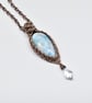 Wire Woven Larimar, Clear Quartz and Copper Pendant - Image 3