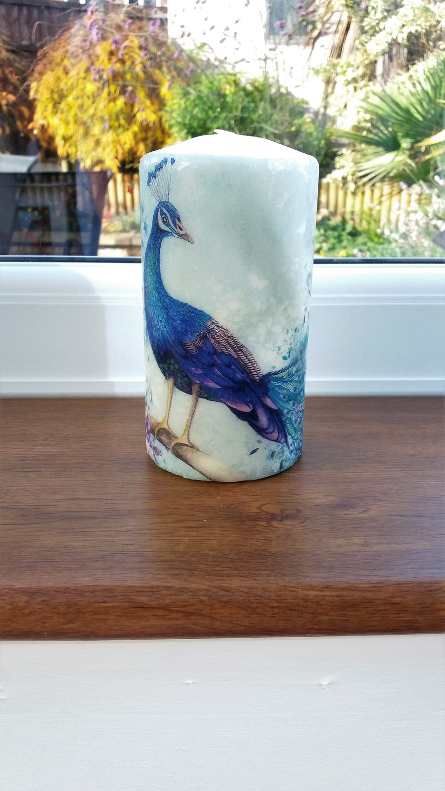 bluel peacock candle
