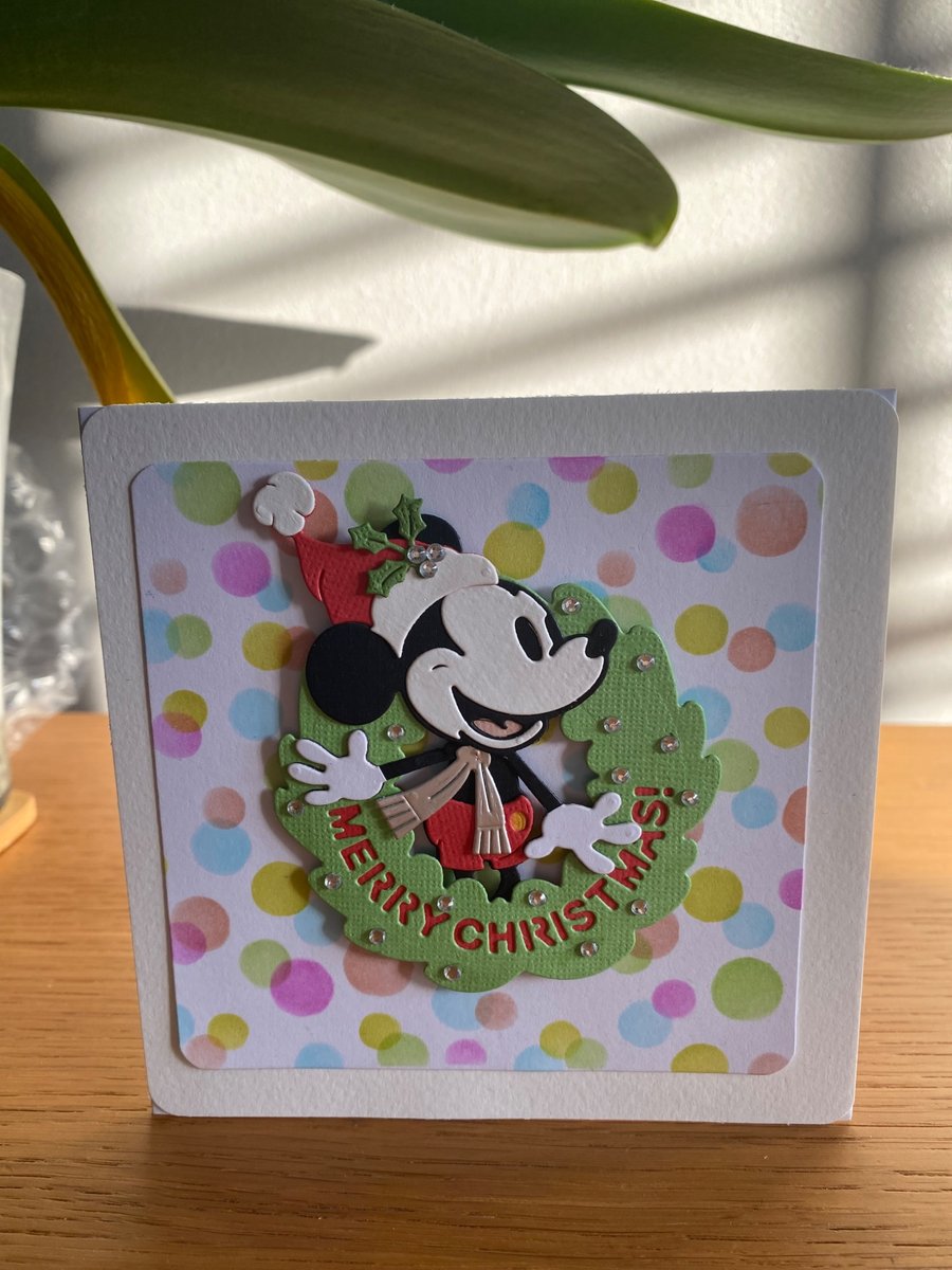 Disney Inspired Mickey Wreath Christmas Card